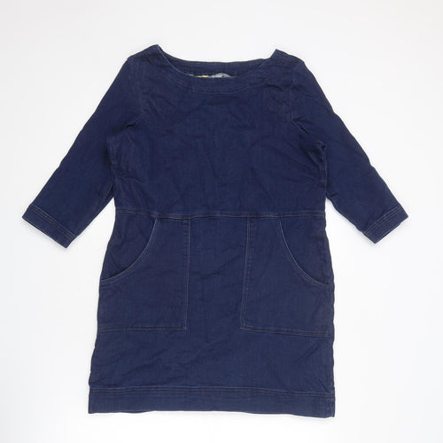 Papaya Womens Blue Cotton A-Line Size 8 Round Neck Pullover