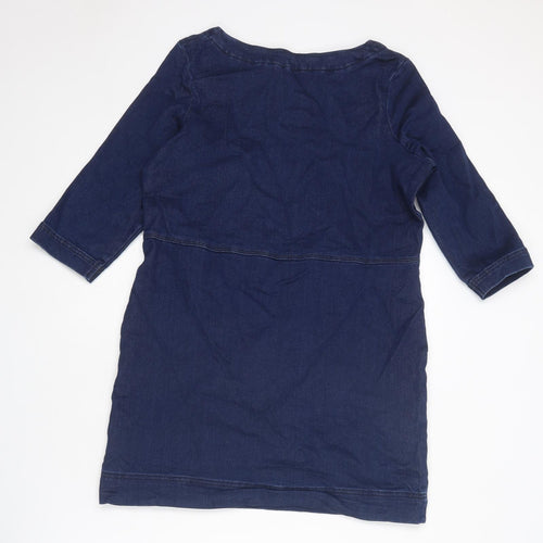 Papaya Womens Blue Cotton A-Line Size 8 Round Neck Pullover