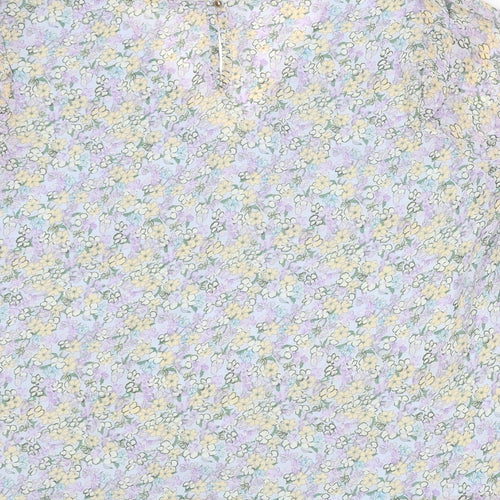 Moon Mood Womens Multicoloured Floral Polyester Basic Blouse Size XL V-Neck