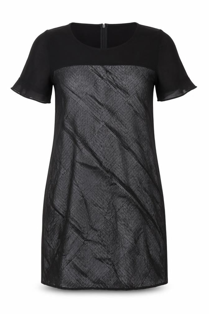 Front view of Penny Black women’s black viscose a-line, size UK 8, round neck zip