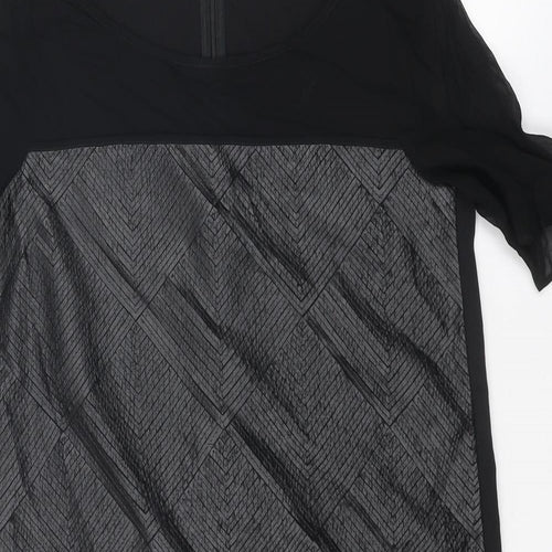 Penny Black Womens Black Viscose A-Line Size 8 Round Neck Zip