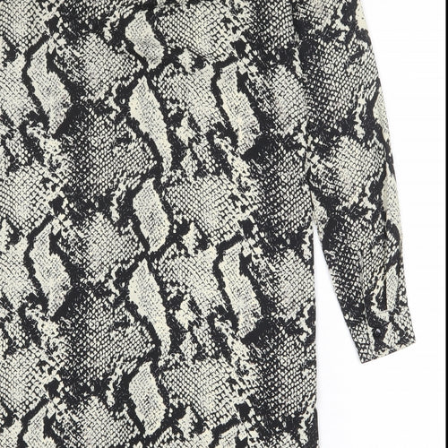 Cameo Rose Womens Ivory Animal Print Polyester Sheath Size 8 Collared Button - Snakeskin pattern