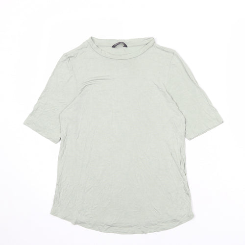 Marks and Spencer Womens Green Viscose Basic T-Shirt Size 14 Round Neck