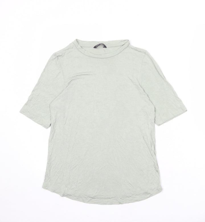 Marks and Spencer Womens Green Viscose Basic T-Shirt Size 14 Round Neck