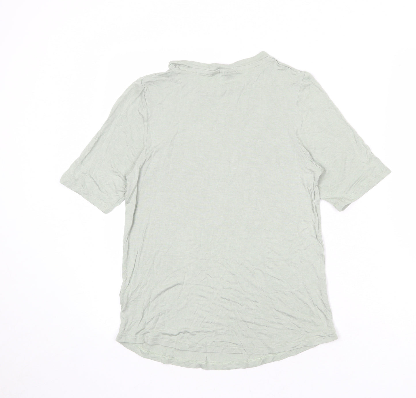 Marks and Spencer Womens Green Viscose Basic T-Shirt Size 14 Round Neck