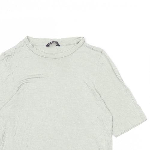 Marks and Spencer Womens Green Viscose Basic T-Shirt Size 14 Round Neck