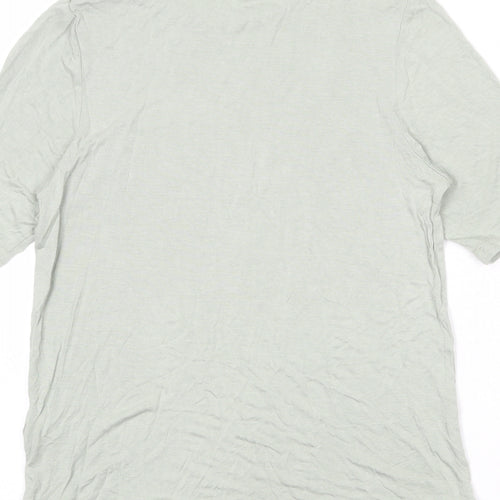 Marks and Spencer Womens Green Viscose Basic T-Shirt Size 14 Round Neck