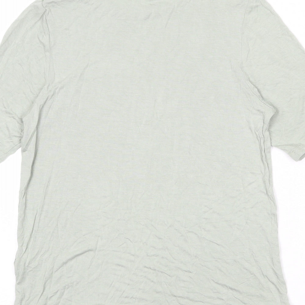 Marks and Spencer Womens Green Viscose Basic T-Shirt Size 14 Round Neck