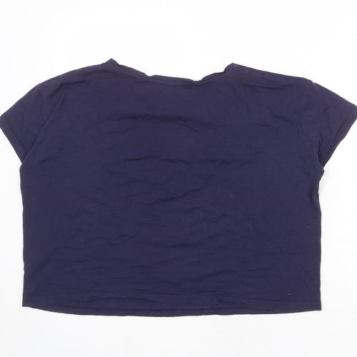 New Look Womens Blue 100% Cotton Basic T-Shirt Size L Boat Neck - Dog