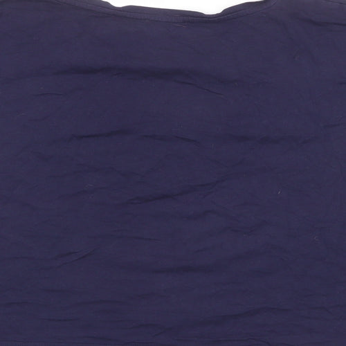 New Look Womens Blue 100% Cotton Basic T-Shirt Size L Boat Neck - Dog