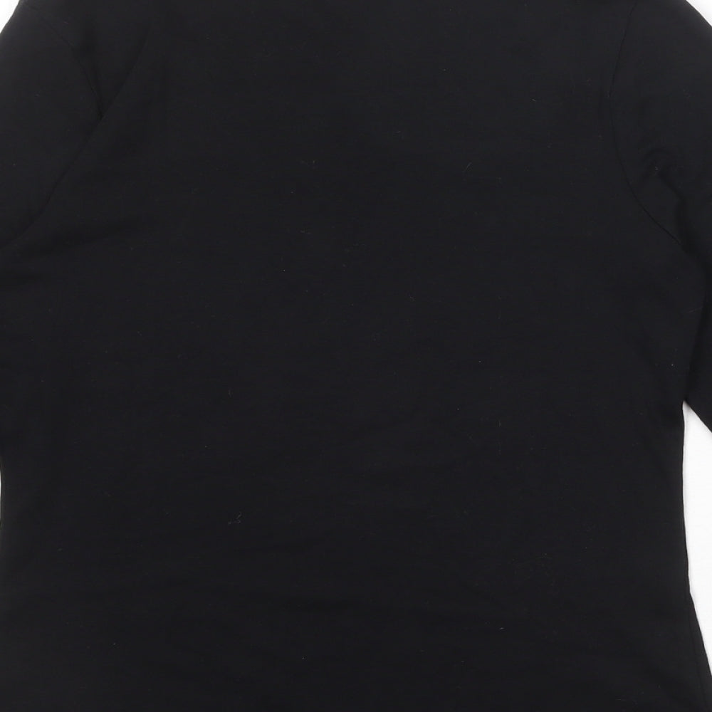 Marks and Spencer Womens Black 100% Cotton Basic T-Shirt Size 14 Round Neck