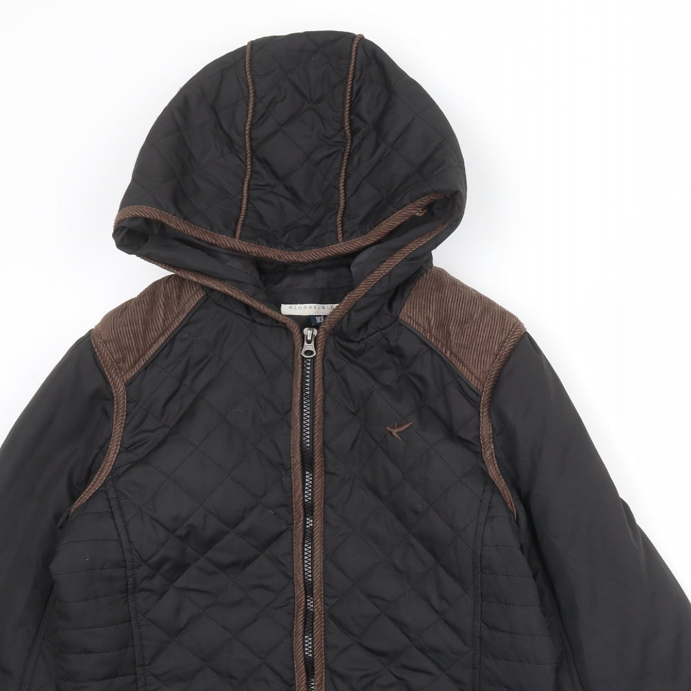 Blonde + Blonde Womens Black Quilted Jacket Size 10 Zip