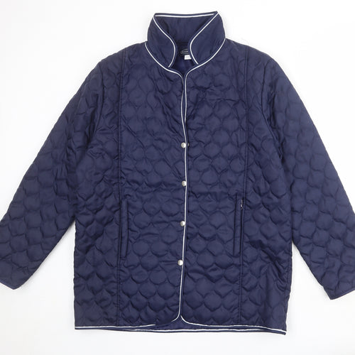 Gabriella Vicenga Womens Blue Quilted Jacket Size 14 Snap