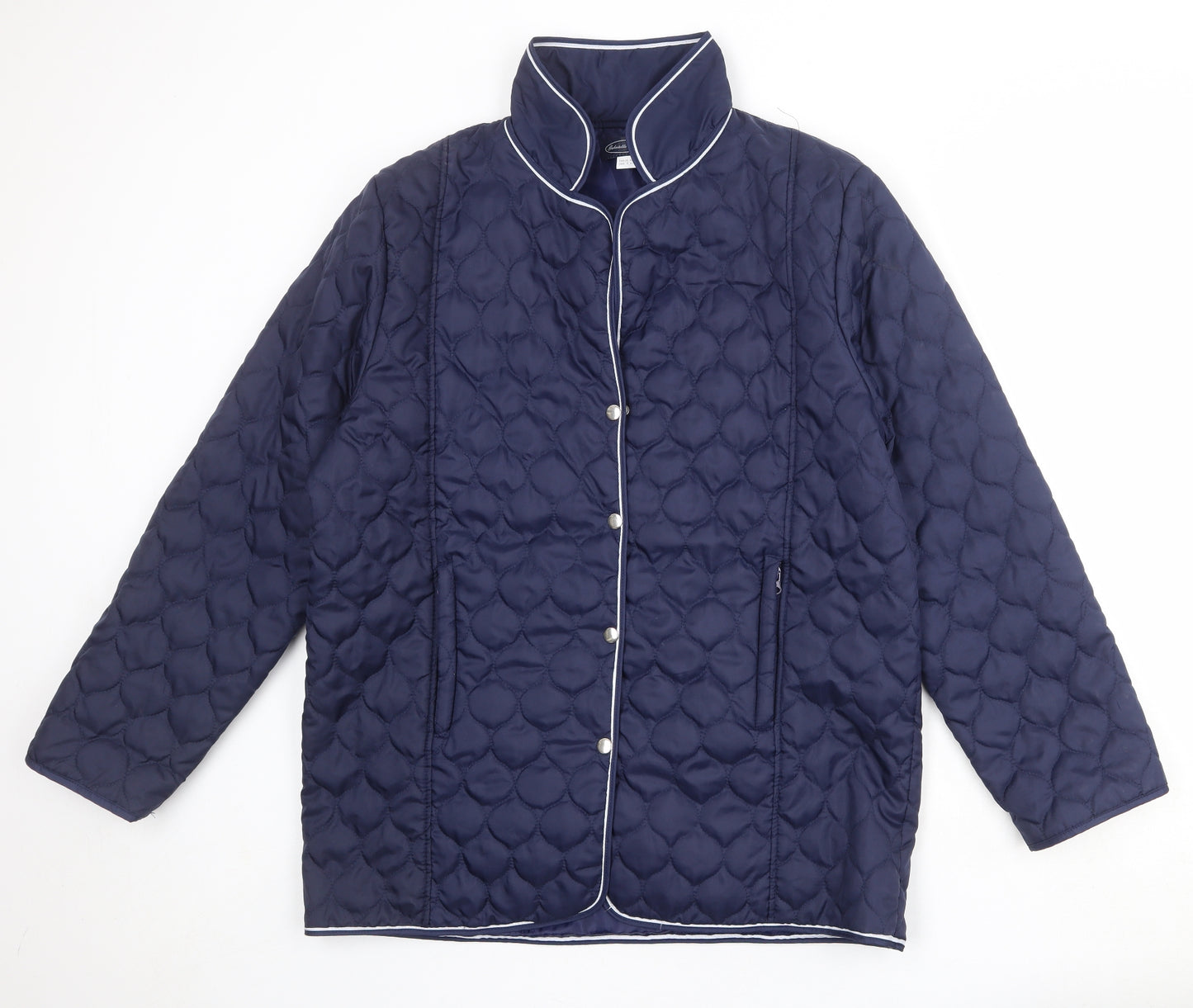 Gabriella Vicenga Womens Blue Quilted Jacket Size 14 Snap