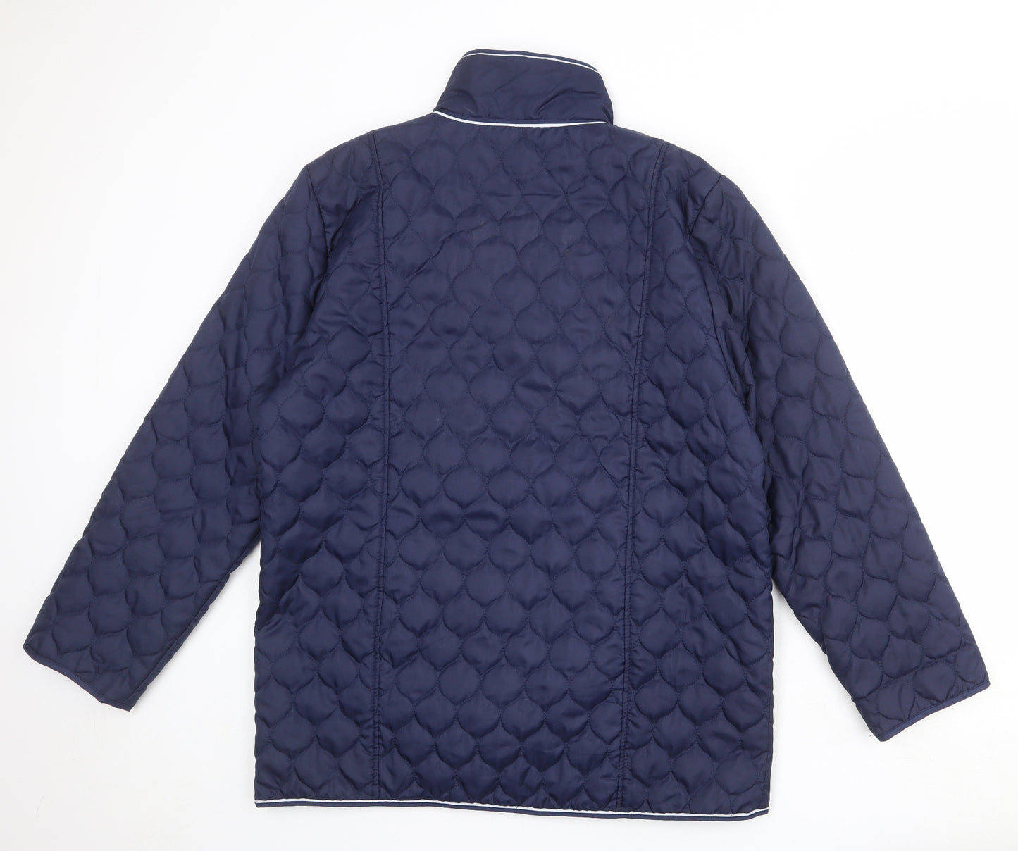 Gabriella Vicenga Womens Blue Quilted Jacket Size 14 Snap