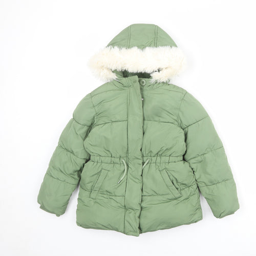 Marks and Spencer Girls Green Puffer Jacket Jacket Size 6-7 Years Zip