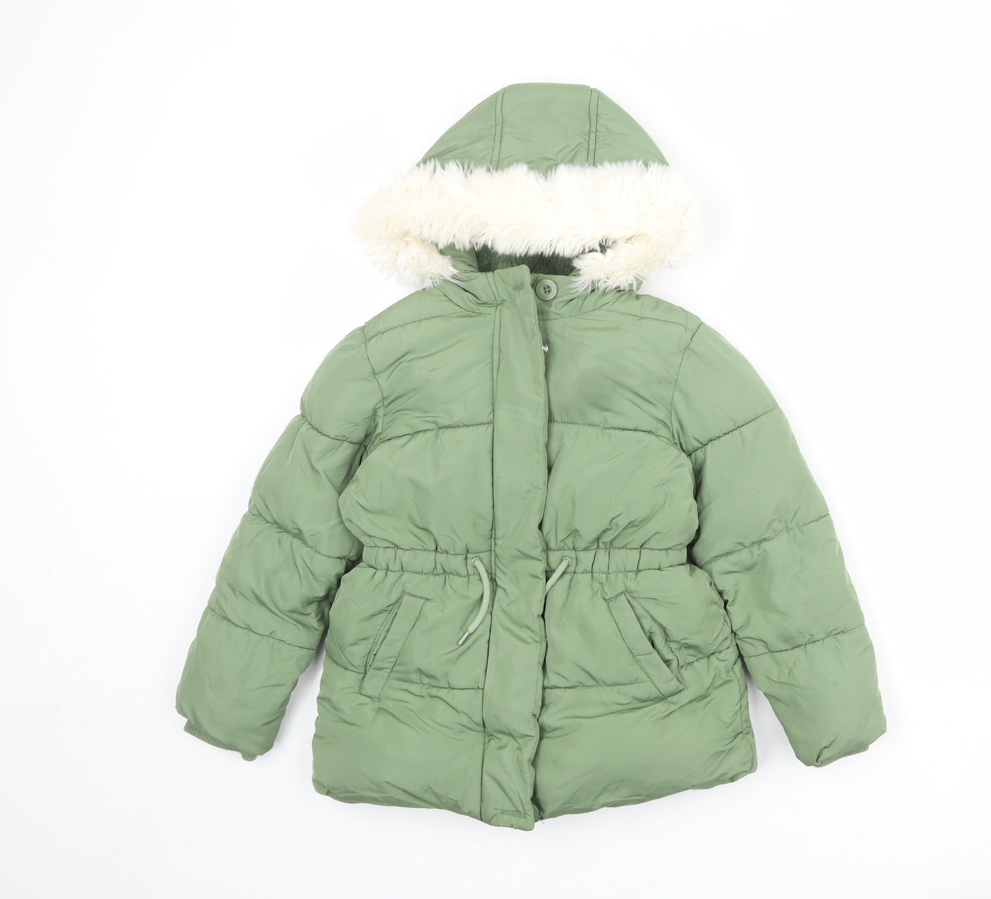 Marks and Spencer Girls Green Puffer Jacket Jacket Size 6-7 Years Zip