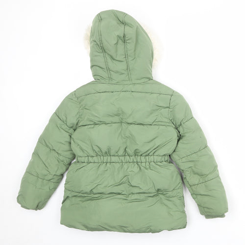 Marks and Spencer Girls Green Puffer Jacket Jacket Size 6-7 Years Zip