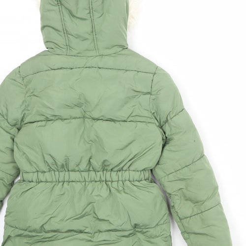 Marks and Spencer Girls Green Puffer Jacket Jacket Size 6-7 Years Zip