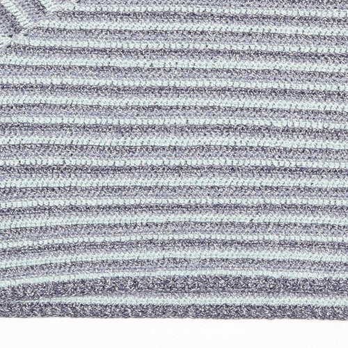Mango Womens Blue Round Neck Striped Viscose Pullover Jumper Size S - Size S-M