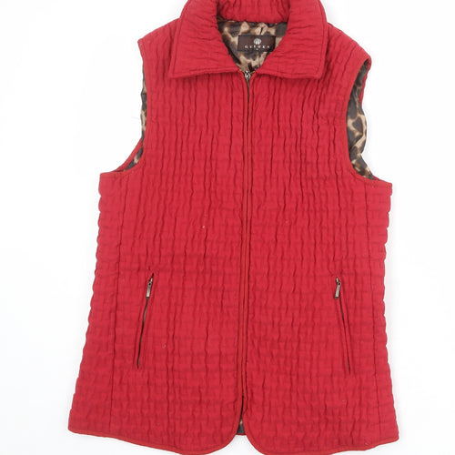 Guisen Womens Red Gilet Jacket Size M Zip - Textured