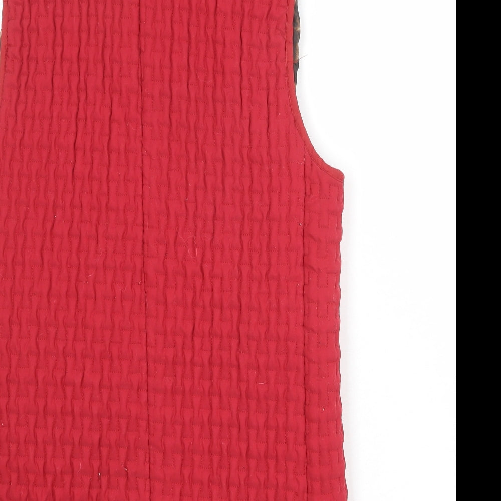 Guisen Womens Red Gilet Jacket Size M Zip - Textured