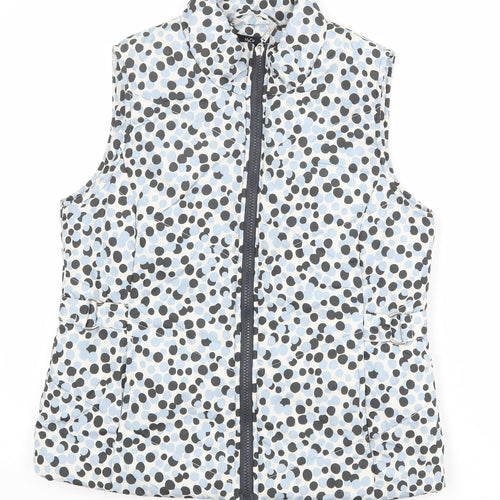M&Co Womens White Polka Dot Gilet Jacket Size 8 Zip