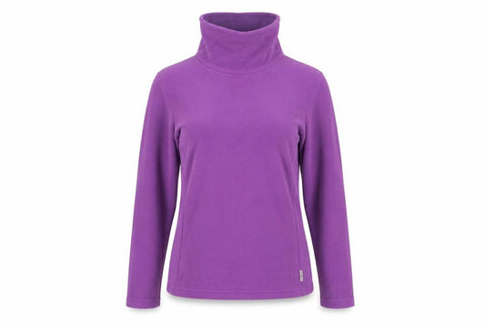 Front view of Quechua women’s purple polyester pullover sweatshirt, size M, pullover