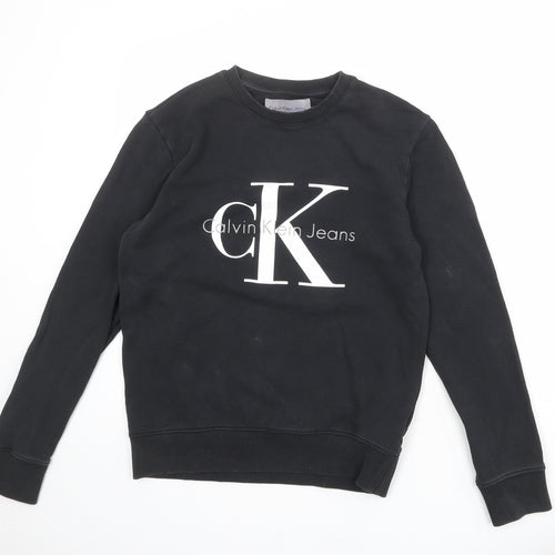 Calvin Klein Mens Black Cotton Pullover Sweatshirt Size S