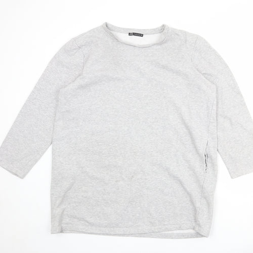 Zara Womens Grey Cotton Pullover Sweatshirt Size L Pullover