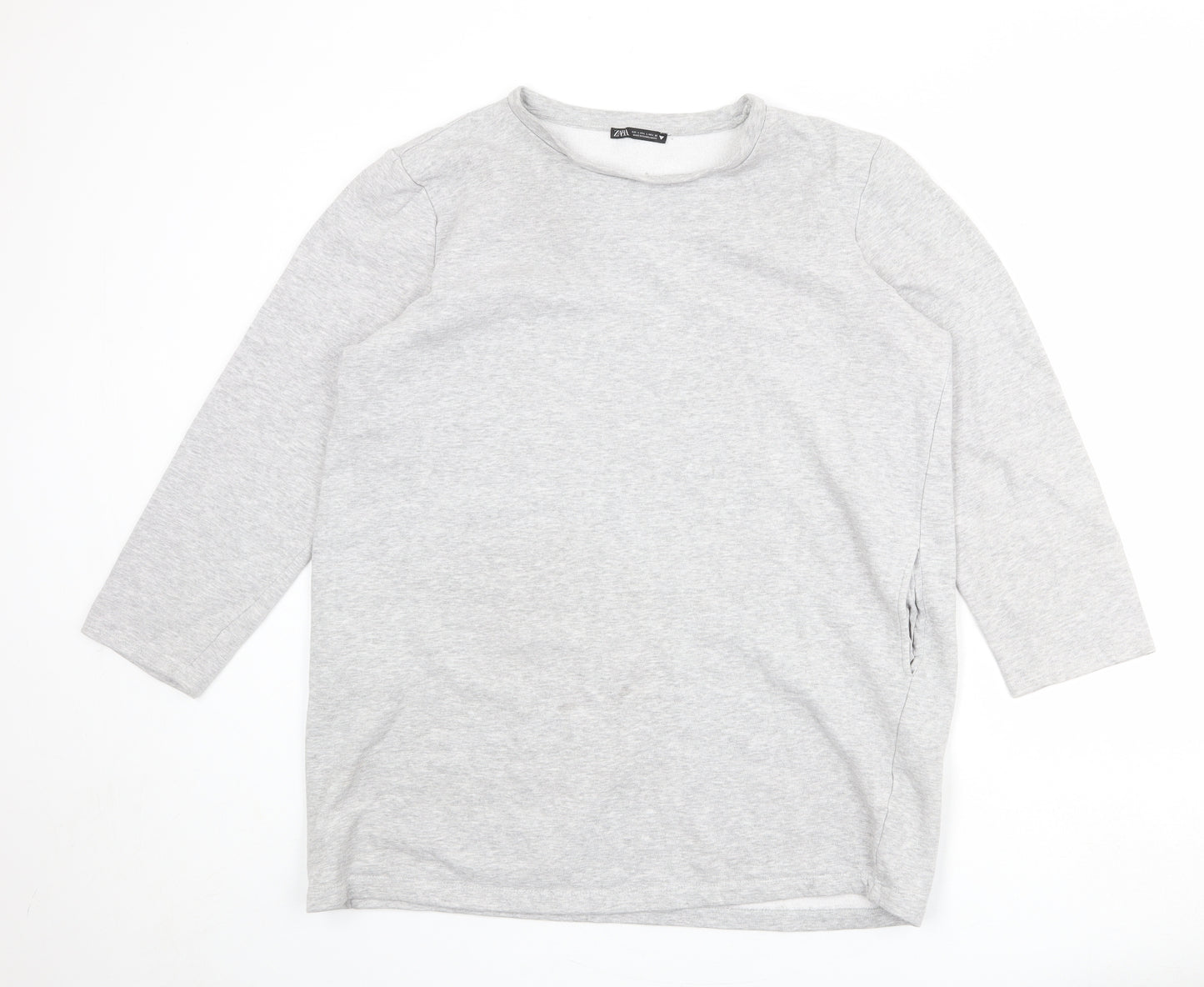 Zara Womens Grey Cotton Pullover Sweatshirt Size L Pullover