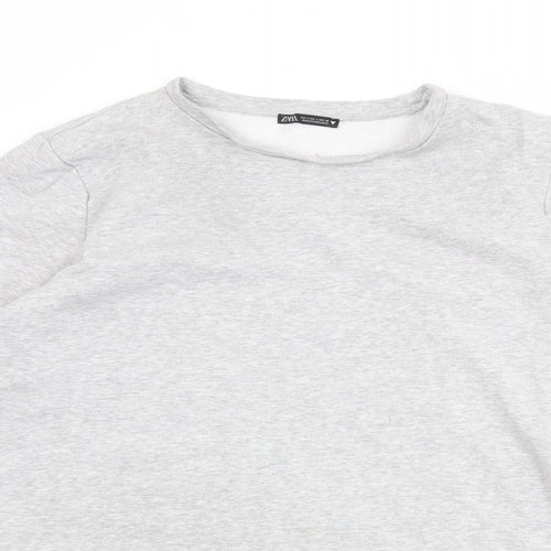 Zara Womens Grey Cotton Pullover Sweatshirt Size L Pullover