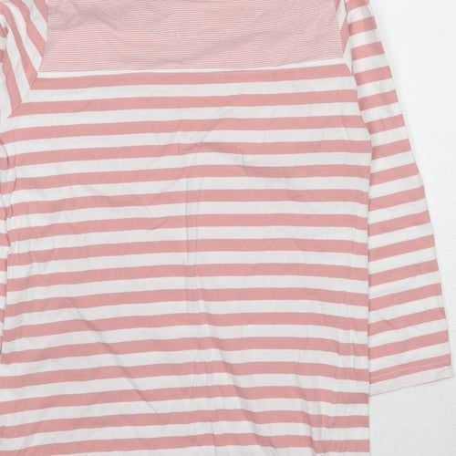 Cuba&Co Womens Pink Striped Cotton Basic T-Shirt Size 8 Boat Neck