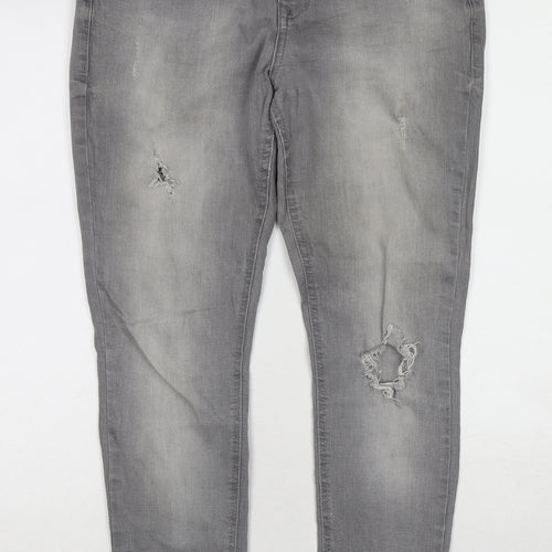 Dorothy Perkins Womens Grey Cotton Straight Jeans Size 10 Regular