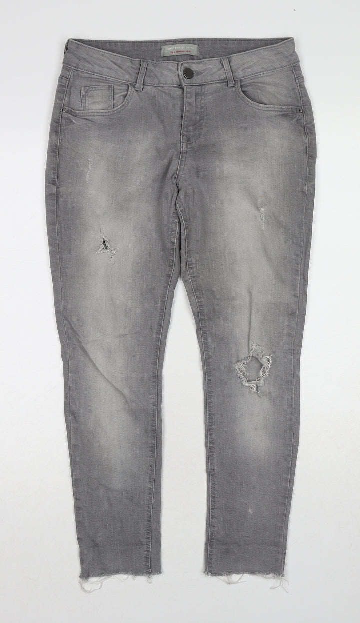 Dorothy Perkins Womens Grey Cotton Straight Jeans Size 10 Regular