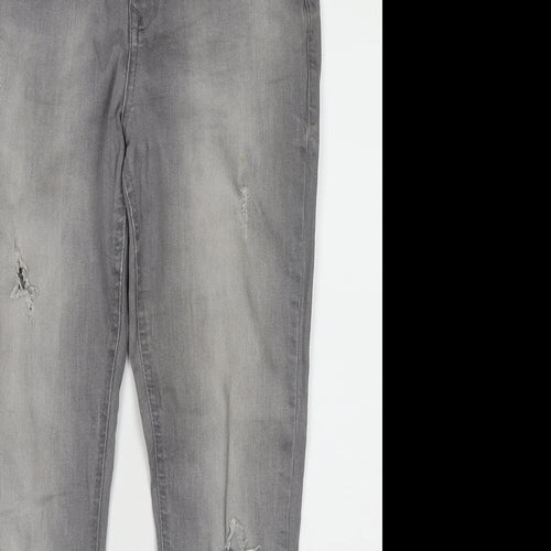 Dorothy Perkins Womens Grey Cotton Straight Jeans Size 10 Regular