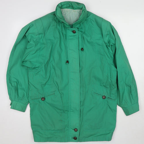 St Michael Womens Green Overcoat Coat Size 14 Zip