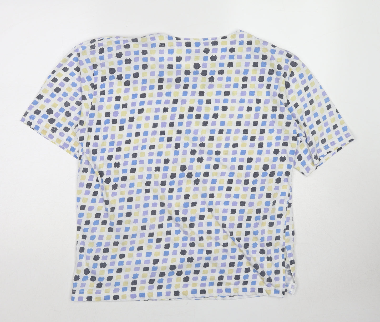 Poppy Womens Multicoloured Geometric Cotton Basic T-Shirt Size S Crew Neck