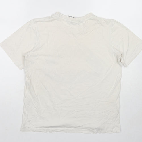 Markus Lupfer Womens White Cotton Basic T-Shirt Size S Crew Neck - Heart Pattern