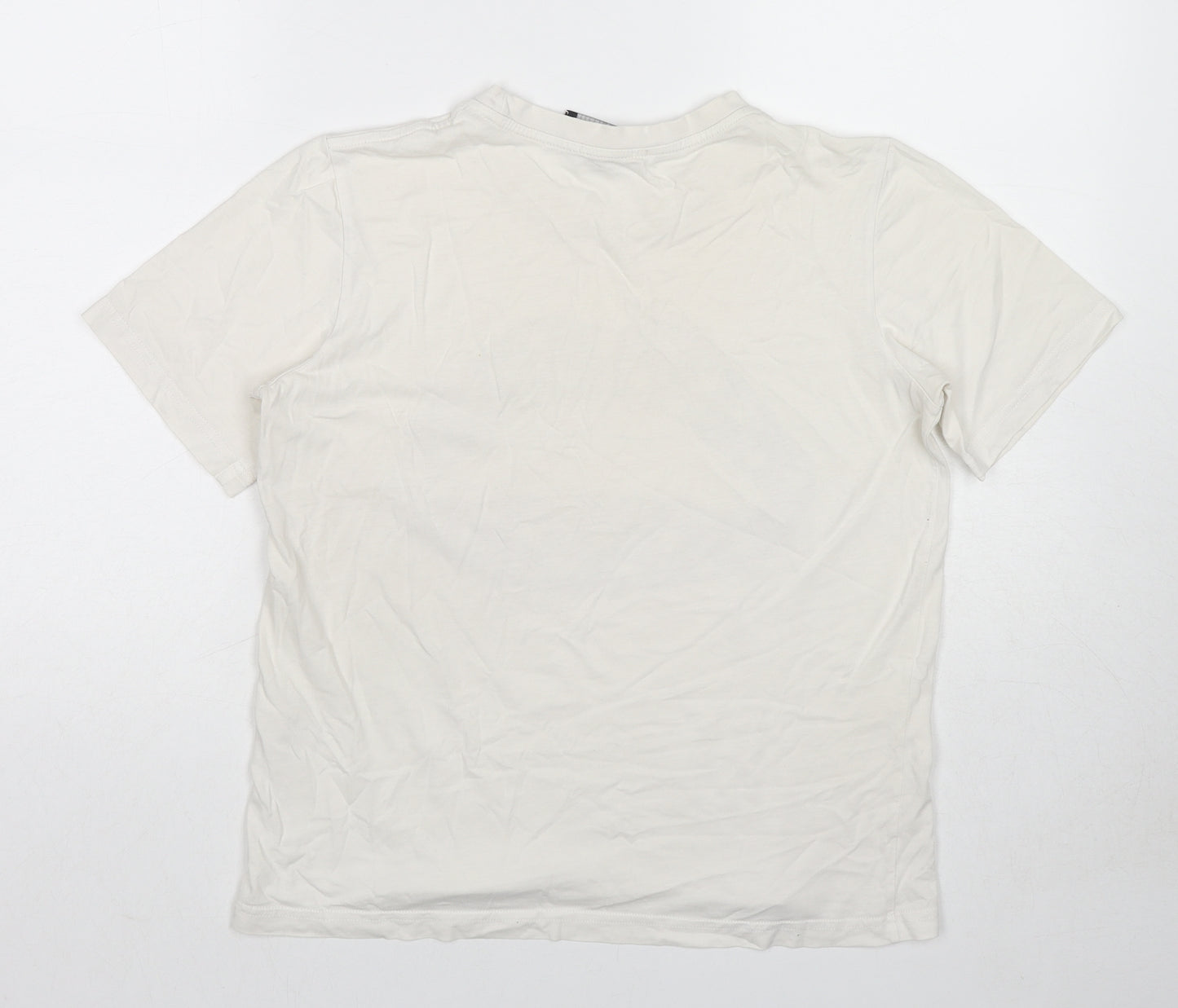 Markus Lupfer Womens White Cotton Basic T-Shirt Size S Crew Neck - Heart Pattern