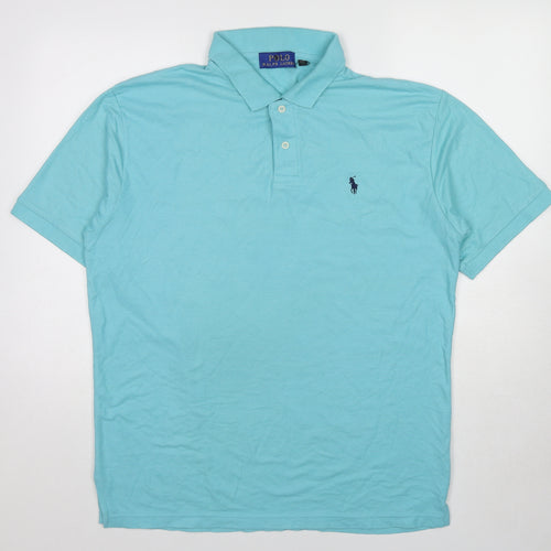Polo Ralph Lauren Mens Blue Cotton Polo Size 2XL Collared Button