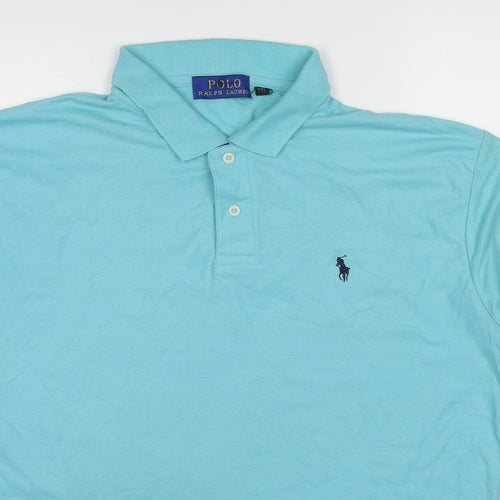 Polo Ralph Lauren Mens Blue Cotton Polo Size 2XL Collared Button