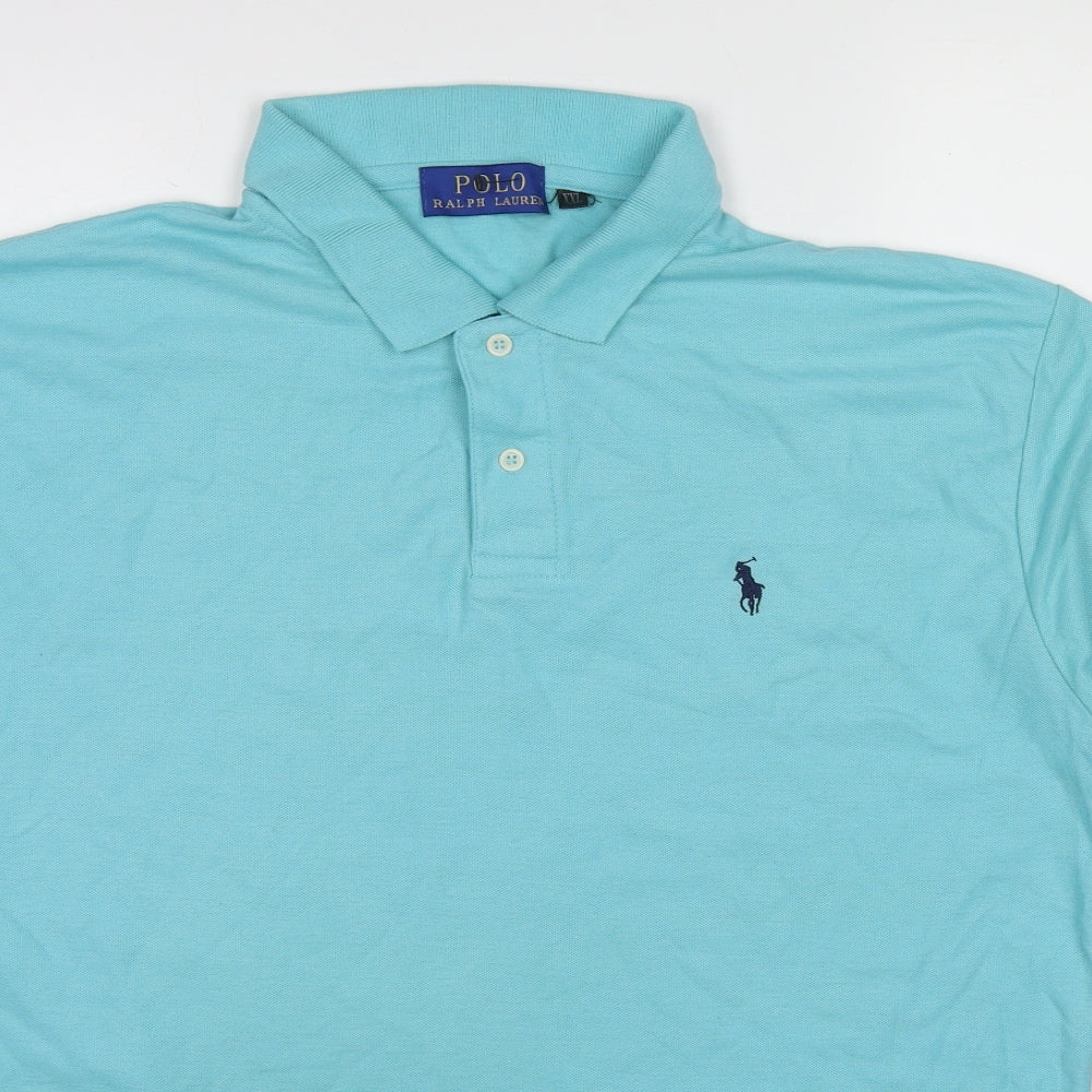 Polo Ralph Lauren Mens Blue Cotton Polo Size 2XL Collared Button