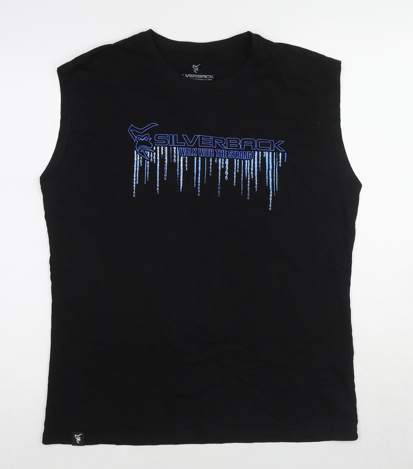 Silverback Mens Black Cotton T-Shirt Size L Round Neck