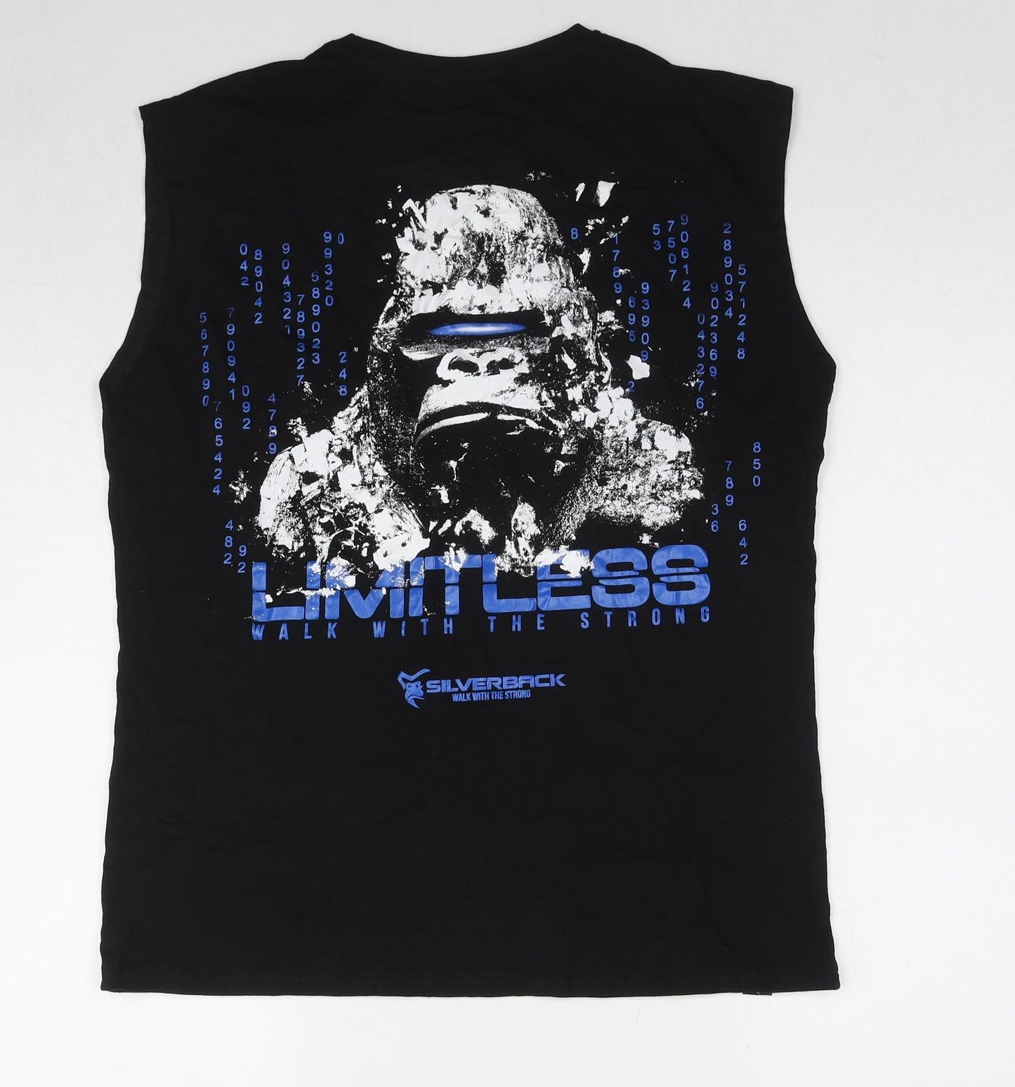 Silverback Mens Black Cotton T-Shirt Size L Round Neck