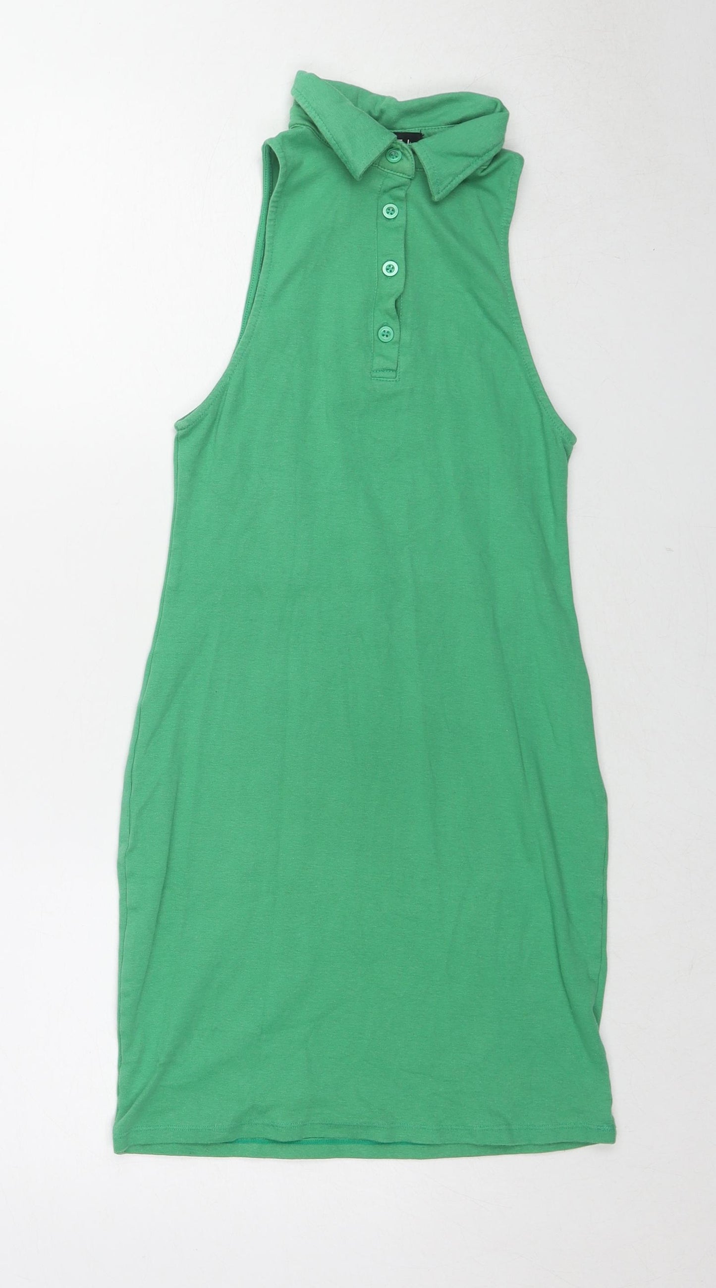 Motel Womens Green Cotton A-Line Size S Collared Pullover
