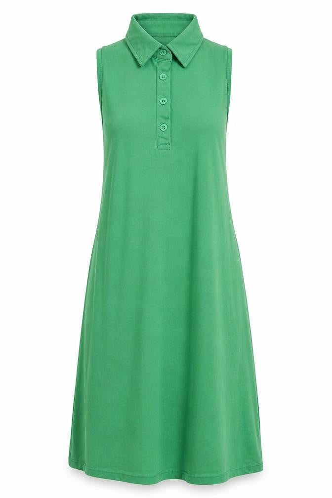 Front view of Motel Rocks women’s green cotton a-line, size S, collared pullover