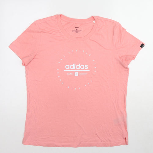 adidas Womens Pink Cotton Basic T-Shirt Size 20 Round Neck - Size 20-22