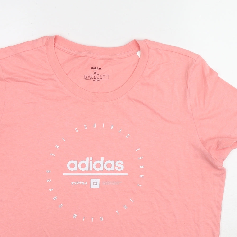 adidas Womens Pink Cotton Basic T-Shirt Size 20 Round Neck - Size 20-22