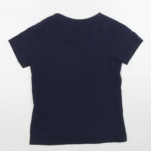 Pepperts Girls Blue Cotton Basic T-Shirt Size 8-9 Years Round Neck Pullover